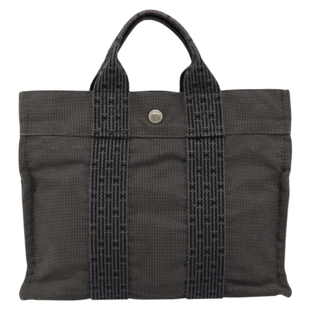 HERMES Her Line PM Tote Bag Canvas Gray Auth - Picture 2 of 15
